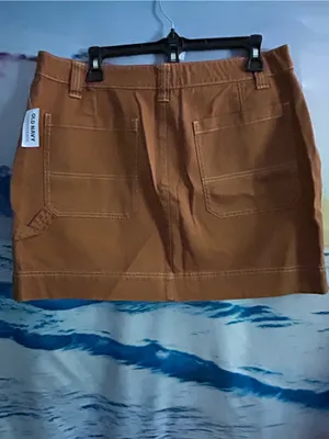 Old Navy Copper-Brown Utility Mini Denim Skirt SZ 12 NWT thumbnail 8