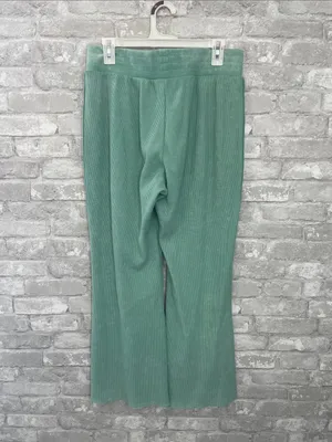 Sundry Waffle Knit Wide Leg Pants - Washed Mint Green thumbnail 2