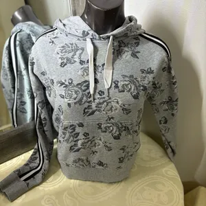 Calvin Klein Gray Floral Hoodie Sweater thumbnail 2