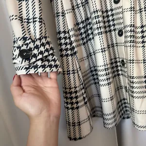 SHEIN Black and Cream Plaid Long Sleeve Button-Front Fall Dress Size Medium thumbnail 3