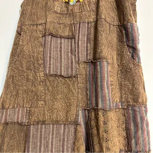 Earthbound Patchwork Eyelet Mushroom Embroidered Overalls Granola Boho Cottage thumbnail 2
