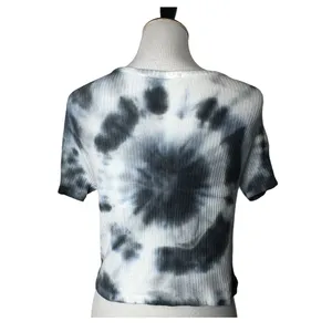 Brandy Melville Tie‎ Dye Crop Top Ribbed Blue Short Sleeve Women Size One Size thumbnail 3