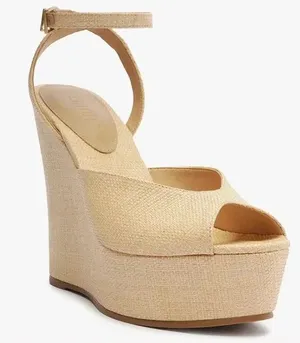 🌸SCHUTZ🌸Neith Straw Wedge Sandal Beige Size: 10B thumbnail 1
