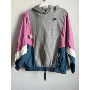 VTG 90s Nike Icon Clash Retro Color Block Pullover Hoodie Woman's XS Oversized thumbnail 4