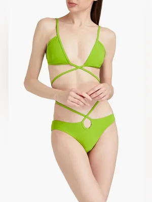 CHRISTOPHER ESBER Looped Tie cutout low-rise bikini briefs Bright green UK 6 thumbnail 2