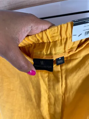 Worthington High Waist Wide Leg Crop Linen Pants M California Gold NWT thumbnail 5