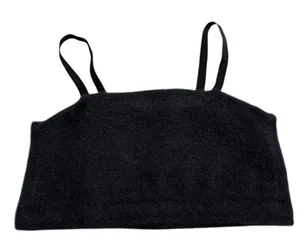 Gymshark x Whitney Simmons Eyelash Knit Bandeau Black Size XL Bra Fuzzy Top thumbnail 1