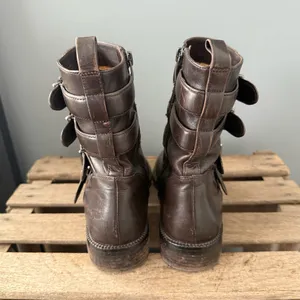 Via Spiga Bara Leather Moto Boots Brown Size 9 A24‎ thumbnail 7