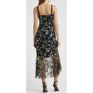Sam Edelman Black Floral Sequence Embroidered Strapless Dress Size 4 $168 Mesh thumbnail 2