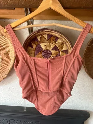 House of CB Edetta Rose Mesh Corset top Small $119 cottage, romantic, coquette thumbnail 5