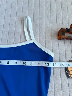 Cupshe NWT royal blue white ringer swim tank top S thumbnail 3