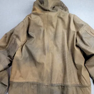 Vintage Imagination Women's Jacket M Brown Leather Hooded Oversized Fishtail thumbnail 8