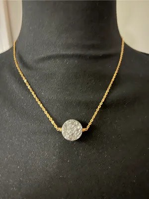 Bourbon and Bowties Gold Chain Necklace and Ring with Silver Druzy Discs thumbnail 2