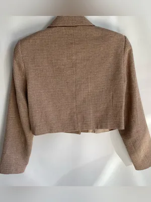 Future Collective tan wool plaid cropped blazer equestrian preppy fall jacket M Size M thumbnail 6