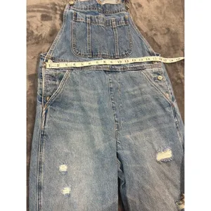 Abercrombie & Fitch Overalls Womens Blue Distressed Denim M thumbnail 4