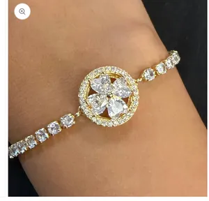 Rotating Spinner Halo Crystal Bracelet – Tennis Style thumbnail 1