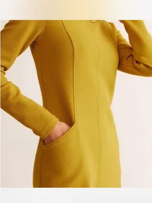 Boden Women’s Ellen Ottoman Dress Mustard Yellow Long Sleeve Pockets Size 6L EUC thumbnail 6