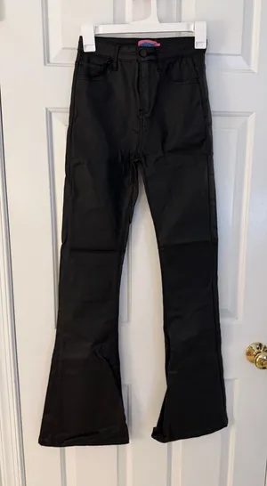 Edikted Black Leather Pants Flare thumbnail 1