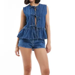 ASOS Top en jean noué devant Blue Size 12/14 NWOT thumbnail 3