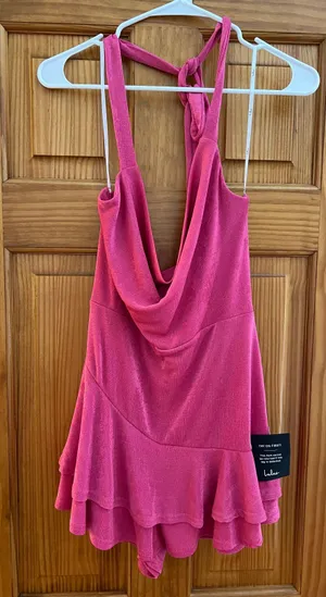 Lulus Ready To Be Retro Hot Pink Halter Skort Jumper thumbnail 4