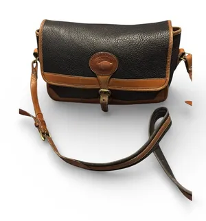 Vintage Dooney & Bourke Black and Brown Leather Bag Equestrian Crossbody thumbnail 1