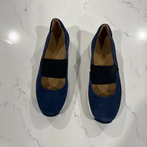 Vionic Navy Suede Slip-On Flats with Black Elastic thumbnail 5