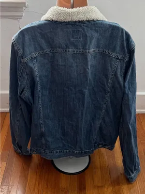 GAP Icon Light Blue Sherpa-Trim Denim Jacket, size 2XL plus outdoor casual thumbnail 9