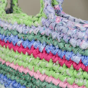 Handmade Colorful Woven Rag Rug Boho Handbag thumbnail 4