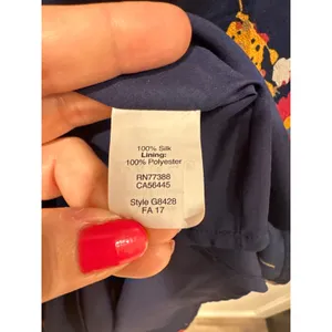 Madewell Women's poppy Print Mini Dress Short Sleeve Navy Blue silk Size 4 thumbnail 6