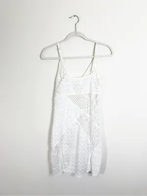 For Love & Lemons Tracy Lace Mini Dress White Sheer Large thumbnail 5