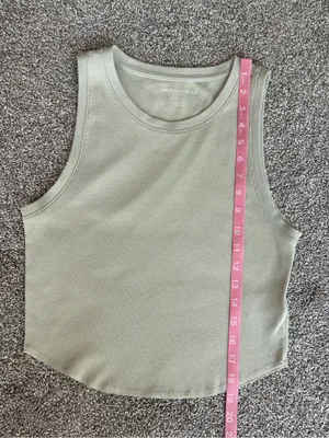 American Eagle Women’s L Sage Green Ribbed Cropped Tank Top Soft Stretch thumbnail 6