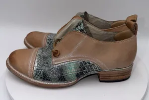 Freebird Mabel Oxfords Western Tan Turquoise Distressed Leather Bootie Size 9 thumbnail 1