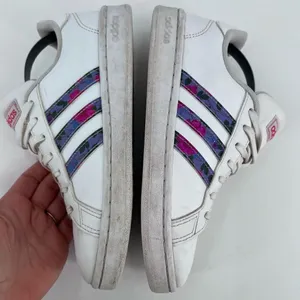 Adidas Grand Court Sneakers Womens 6.5‎ White Floral Print Low Top Tennis Shoes thumbnail 2