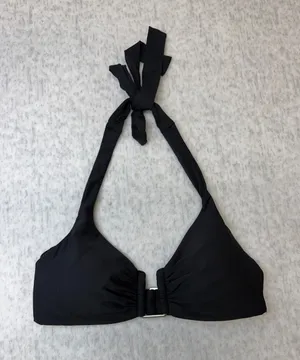 CALIA Women‎ Black Halter Bikini Top Silver Bar Detail WSA15203 Small NWOT thumbnail 1