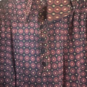 Ann Taylor LOFT Black & Brown Paisley V-Neck Long Sleeve Blouse Women Sz M thumbnail 6