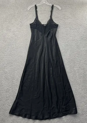 Vintage Victoria’s Secret Silky Satin Lace Mesh Maxi Gown Slip Dress Y2K‎ Size S thumbnail 1