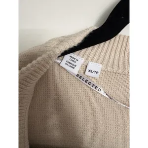 Selected Femme Striped Cardigan XS Beige Black Button‎ Front Organic Cotton thumbnail 5