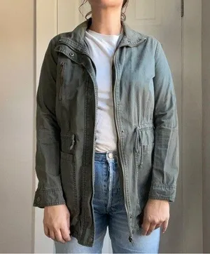 Green utility military jacket size S lightweight thumbnail 1