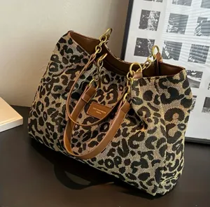 Leopard Print Tote Bag with Brown Accents thumbnail 3