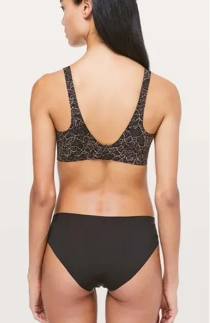 Lululemon Like Nothing Spanish Rose Black Sports Bra sz 34D thumbnail 5