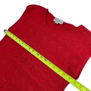 Vintage Village Green 100% cotton Red Knit Sweater Vest Size M thumbnail 7