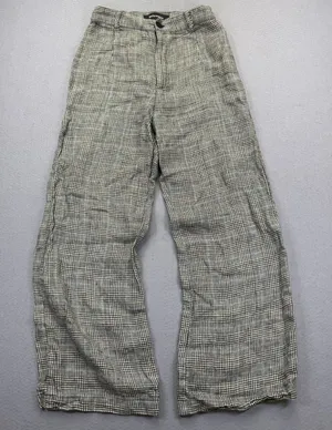 Reformation 100% Linen Wide Leg Plaid Pants‎ Black White Blue Size 2 High Rise thumbnail 1