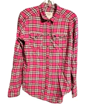 Abercrombie & Fitch Pink Flannel Shirt thumbnail 1