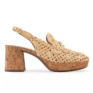 Aerosoles Natural Raffia Woven Block Cork Heel Platform Sandals like New Sz 9.5 thumbnail 2