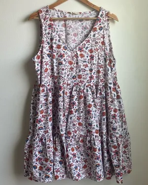 a.n.a Cotton Fall Floral Sleeveless Tiered Sundress (Sz XL) Orange & Red Paisley thumbnail 1