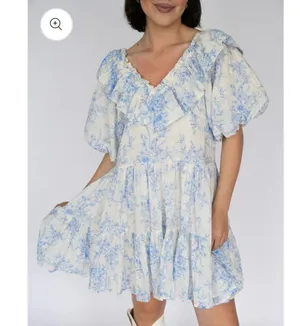 Floral Blue and White Dress thumbnail 5