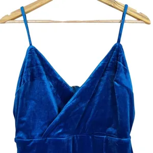 NWT Lulus Royal Blue Velvet Surplice Mini Bodycon Dress Cocktail Size L thumbnail 4