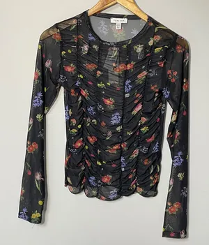TopShop Floral long sleeve‎ mesh women’s size small, NWT thumbnail 1