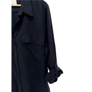 Aritzia Babaton Black Roll Tab Utility Button Down Shirt Blouse XL Quiet Luxury thumbnail 3