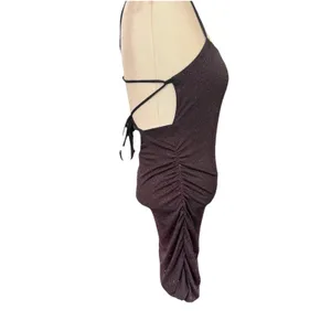 Lulus Take Me Anywhere Purple black glitter Mini Dress Medium Open Back Strappy thumbnail 6